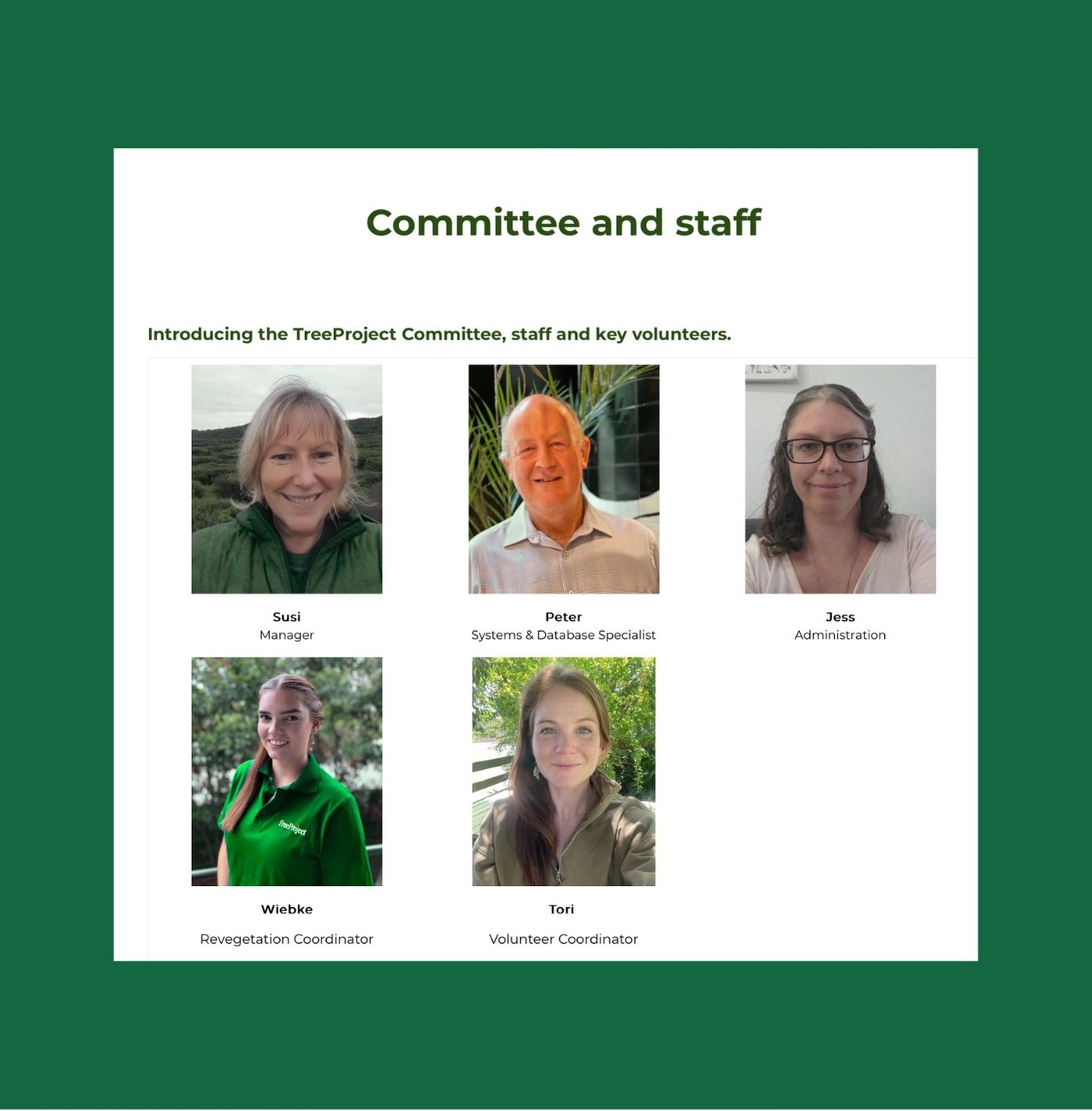 Treeproject Staff